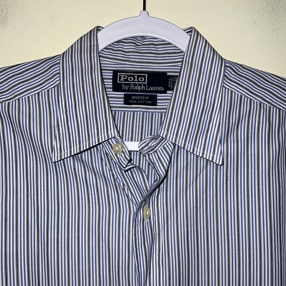 Mens Polo Ralph Lauren ANDREW style button shirt size 15.5 x 33 cufflink sleeve - Picture 2 of 6